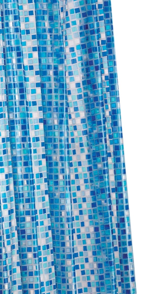 Croydex AE543424 Blue Mosaic PVC Shower Curtain, 1800 x 1800mm Amazon