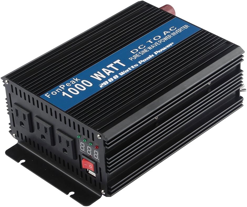 FonPeak 1000 Watt (Peak 2000Watt) Pure Sine Wave Power Inverter DC 12V to AC 120V Converter with LED Display