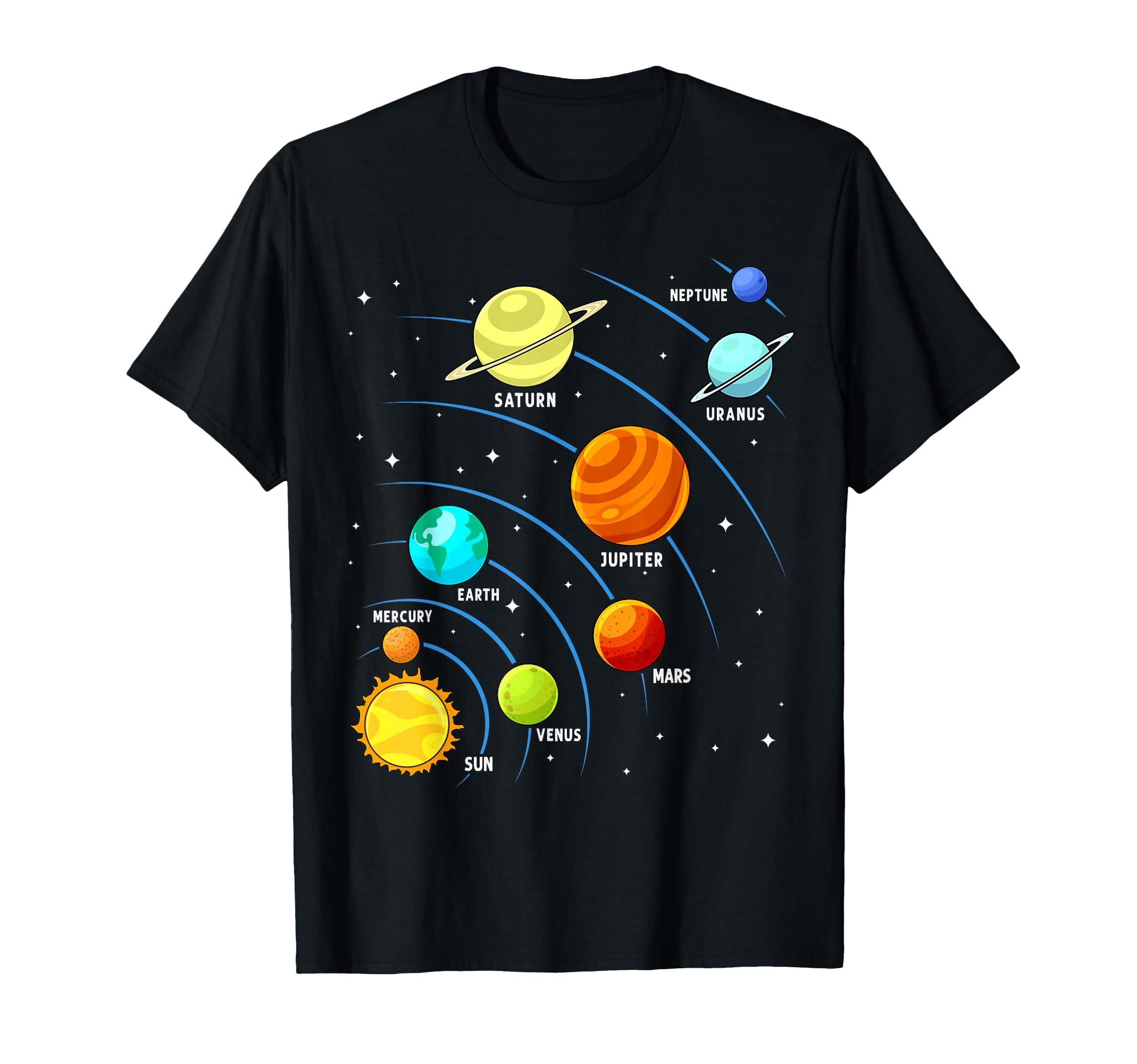 Photo 1 of Kids Colorful Planets Solar Systems Mens Boys Space Science T-Shirt