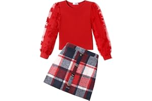 Arshiner Girl's Skirt Sets Casual Fall Outfits Corduroy Skirt and Long Sleeve Rib Knit Shirt Tops Trendy 2 Piece Clothes