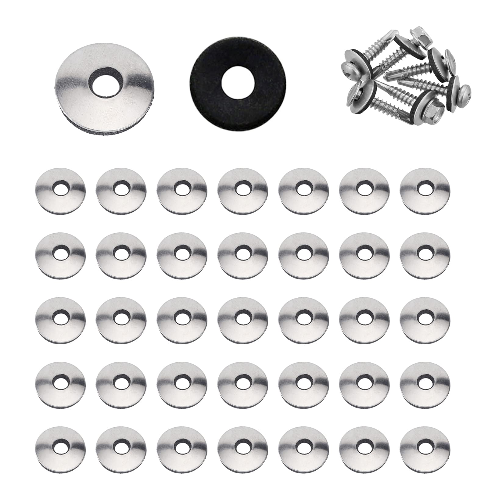 YouU #4.2/4.8/5.5/6.3/8mm Multiple Models Stainless Steel Neoprene EPDM Bonded Sealing Gasket Washers Assortment Kit (5.5x19mm 50pcs)