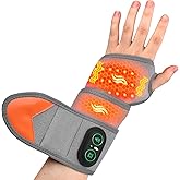 Cordless Wrist Heating Pad Wrap for Arthritis and Carpal Tunnel, Rechargeable Heated Wrap Pad Wrist Massager for Hand Pain Relief, Red Light Heated Therapy Brace for Wrist to Woman Man and Elder, Gray