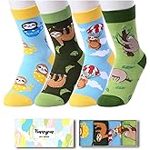 HAPPYPOP Funny Socks for Kids - Sloth Dinosaur Gifts, Christmas Stocking Stuffers for Boys