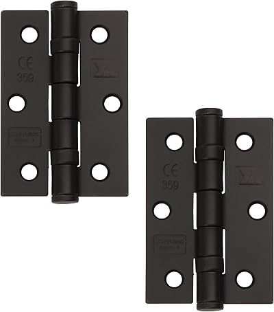 Excel XL965-BLK 3" Matt Black Grade 7 Ball Bearing Door Hinges Pair