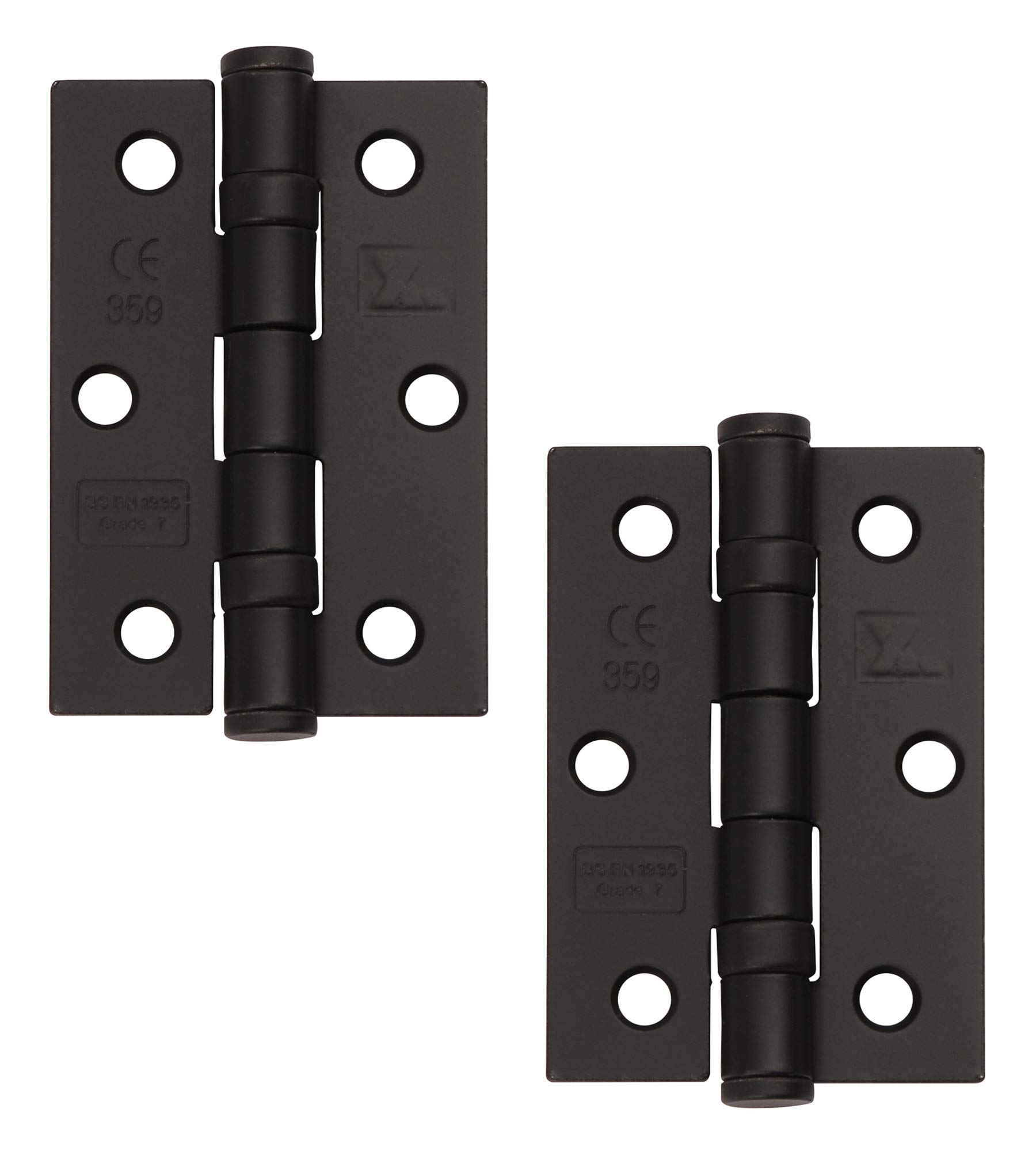 Excel XL965-BLK Pair of 3" Grade 7 Door Hinges, Matt Black