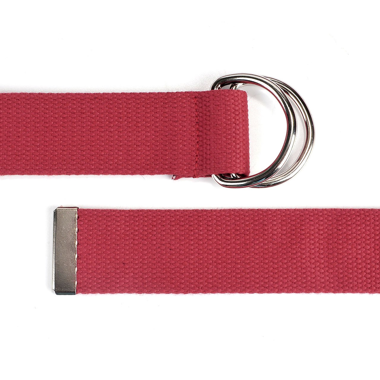 CHIC DIARY Unisex Canvas Web Belt Double D-Ring Buckle 10 Colors Available (01-Red)