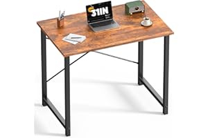 DUMOS 32 in Small Computer Desk for Home Office, Modern Study Work Table Simple Style for Bedroom, Writing Desks with X-Shaped Reinforcement, Rust