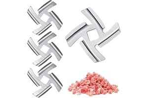 4Pcs Meat Grinder Blade Cross-Shaped 1.8-1.9" Stainless Steel Grinder Blades with 0.33-0.34' Square Hole Sharp Meat Grinding 