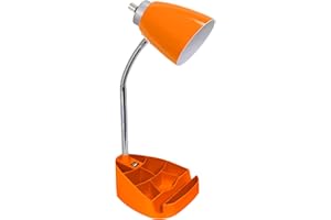 Limelights LD1056-ORG Gooseneck Organizer Desk Lamp with Ipad Tablet Stand Book Holder and USB Port, Orange