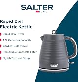 Salter Rapid Boil Kettle 1.7L 3kW Ripple Grey Cordless 360° Base view 2