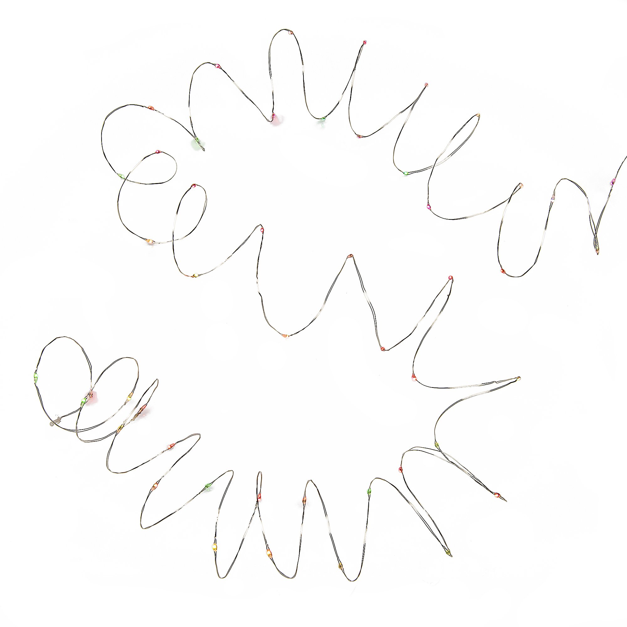 Konstsmide Christmas Lights Indoor LED Naked Wire/Pin Wire Light Chain/Indoor Use (IP20)/50 RGB Static and Fast Colour Changing Diodes/4.5V Indoor Transformer/Silver Wire String Lights, 6333-590EE