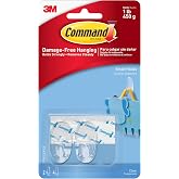 Command Small Clear Oval Hooks, Indoor Use, 2-Hooks, 4-Strips, Decorate Damage-Free
