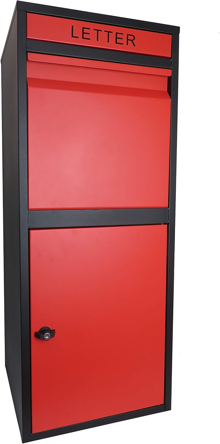 Amazon 宅配ボックス おしゃれ 人気 大容量郵便ポスト ビッグサイズ レッド赤色宅配box Pm476 Diy 工具 ガーデン