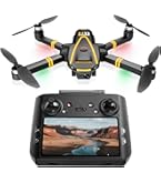 K600 Drone avec Caméra 1080P, Caméra Motorisée Réglable à 90°, Vol Stationnaire Automatique, One Key Takeoff/Landing, Drone à Moteur Brushless FPV