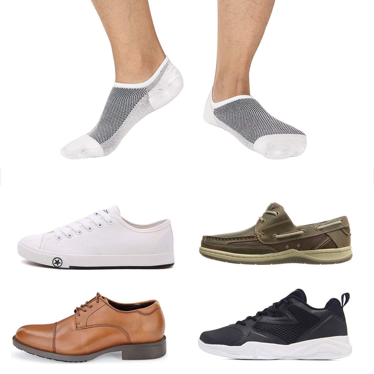 SIXDAYSOX Cotton No Show Socks for Men & Women 8 Pairs Invisible Low Cut with Non Slip Sports Ankle Socks for Trainers, Size 6-11 (8 Pairs Mix2, US Size 6-11/ EU Size 37-46)