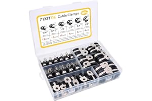 Cable Clamps Assortment Kit, FIXITOK 52pcs 304 Stainless Steel Rubber Cushion Clamps Pipe Clamps Assorted in 6 Sizes 1/4" 5/1