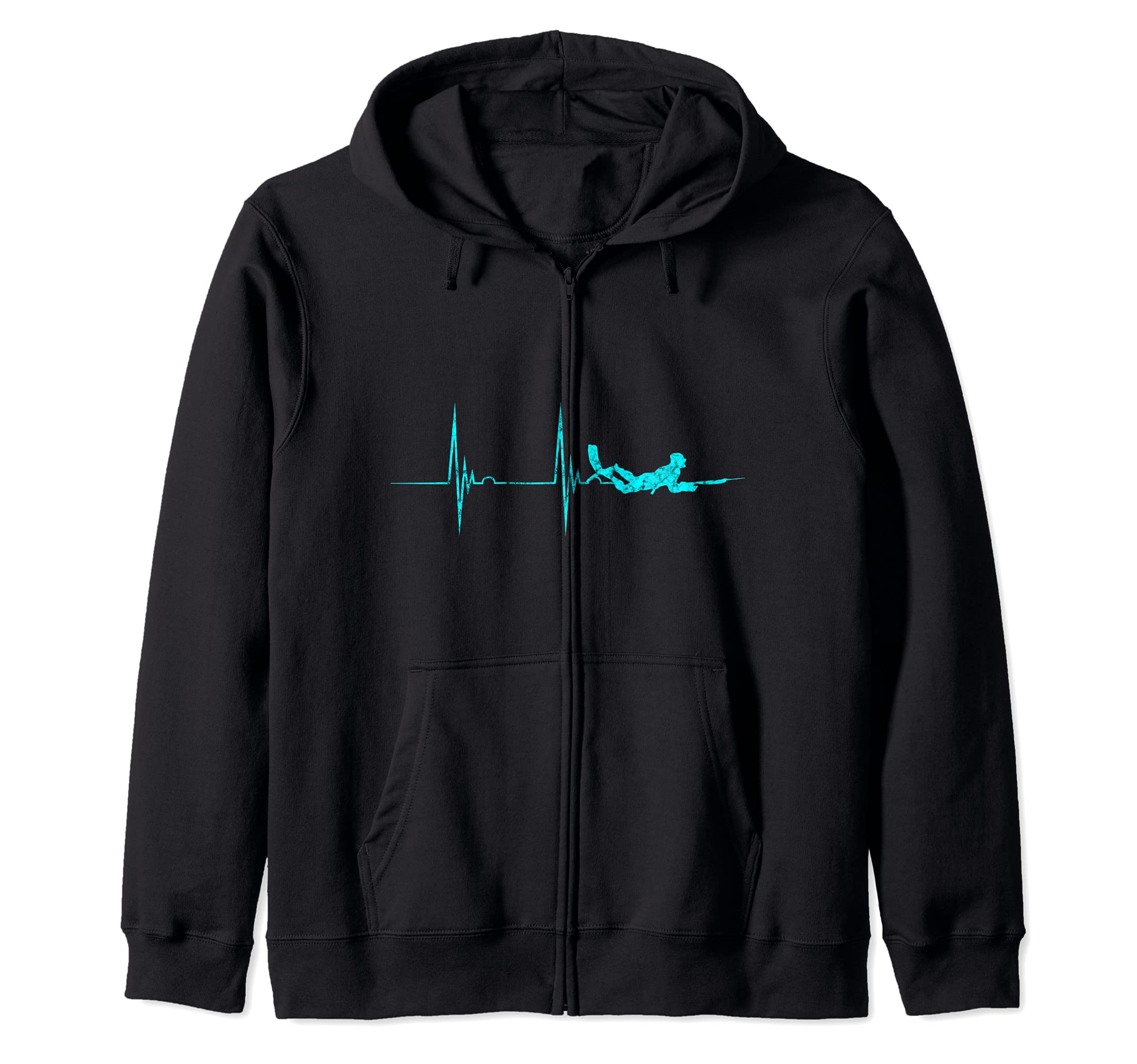 Spearfishing Heartbeat EKG Pulse Dive Spearfisher Hunting Zip Hoodie