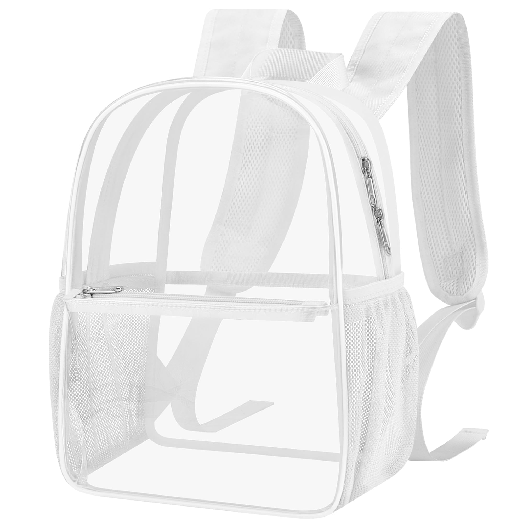 Photo 1 of Paxiland Clear Backpack Stadium Approved, Size 12x9x4 Small Clear Bag for Stadium Events with Front Pocket, See Through Backpack for Sport Events Concert, White