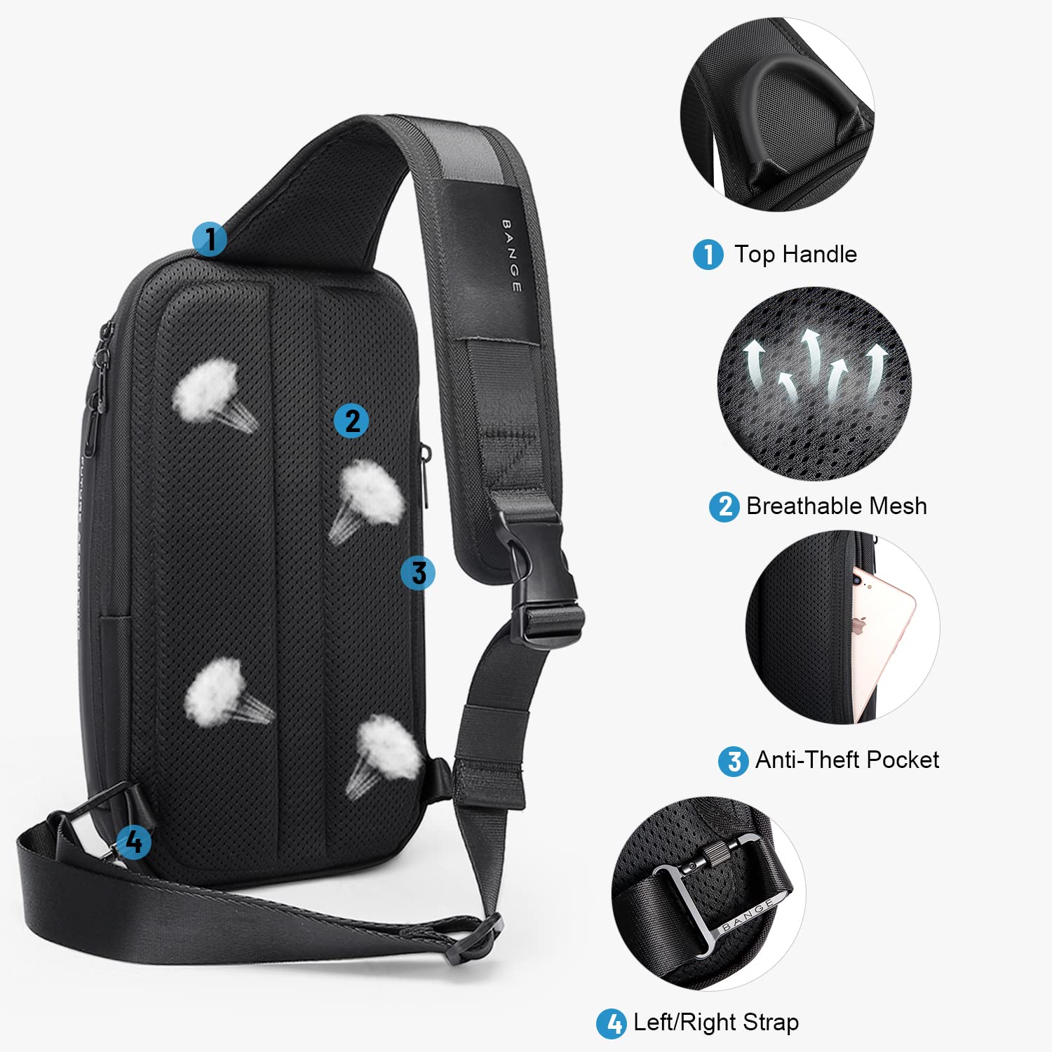 Sling Bag Crossbody Shoulder Backpack for Men Women,Casual Rucksack for Hiking Daypack Waterproof Sling Chest Bag