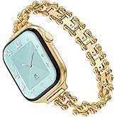 NewWays for Apple Watch Band 38mm 40mm 41mm 42mm 44mm 45mm 46mm 49mm for iWatch Series 11 10 9 8 7 6 5 4 3 2 1 SE Ultra, Slim Designer Stainless Steel Chain Link Bracelet Women Dressy for iWatch Band