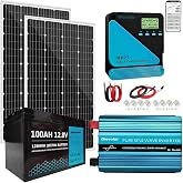 1280WH Complete Off-Grid Solar Panel Kit with 1000W Pure Sine Wave Inverter, 20A MPPT Controller &amp; 100Ah 12.8V LiFePO4 Battery, 2&times;120W Monocrystalline Solar Panels for RV Boat Cabin Shed Home Backup