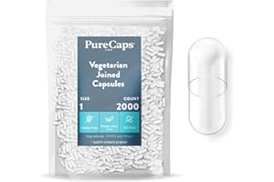 PureCaps USA - Empty Vegetarian Vegan Pill Capsules Size 1 |2,000 Joined Pills| Clear| Non-GMO Certified | SLS, Gluten, Preservative Free