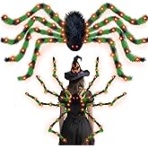 Aovaely Light Up Spider Costumes for Women Adult, Poseable Scary Plush Spider Legs Costume Props Halloween Accessories Decor