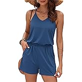 MISFAY Womens Summer Loose V Neck Spaghetti Strap Short Jumpsuit Rompers 2026