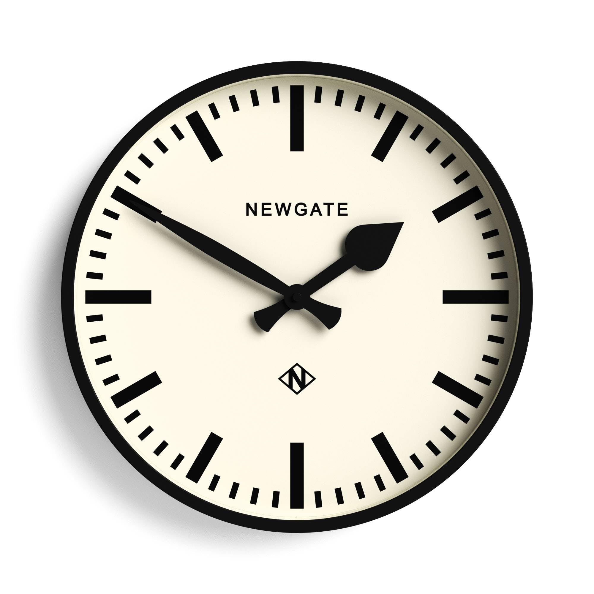 NEWGATE® Number Three Railway wall clock | Retro inspired modern station clock | 37cm | Black | Marker dial | Mid-century style for kitchen, living room or office