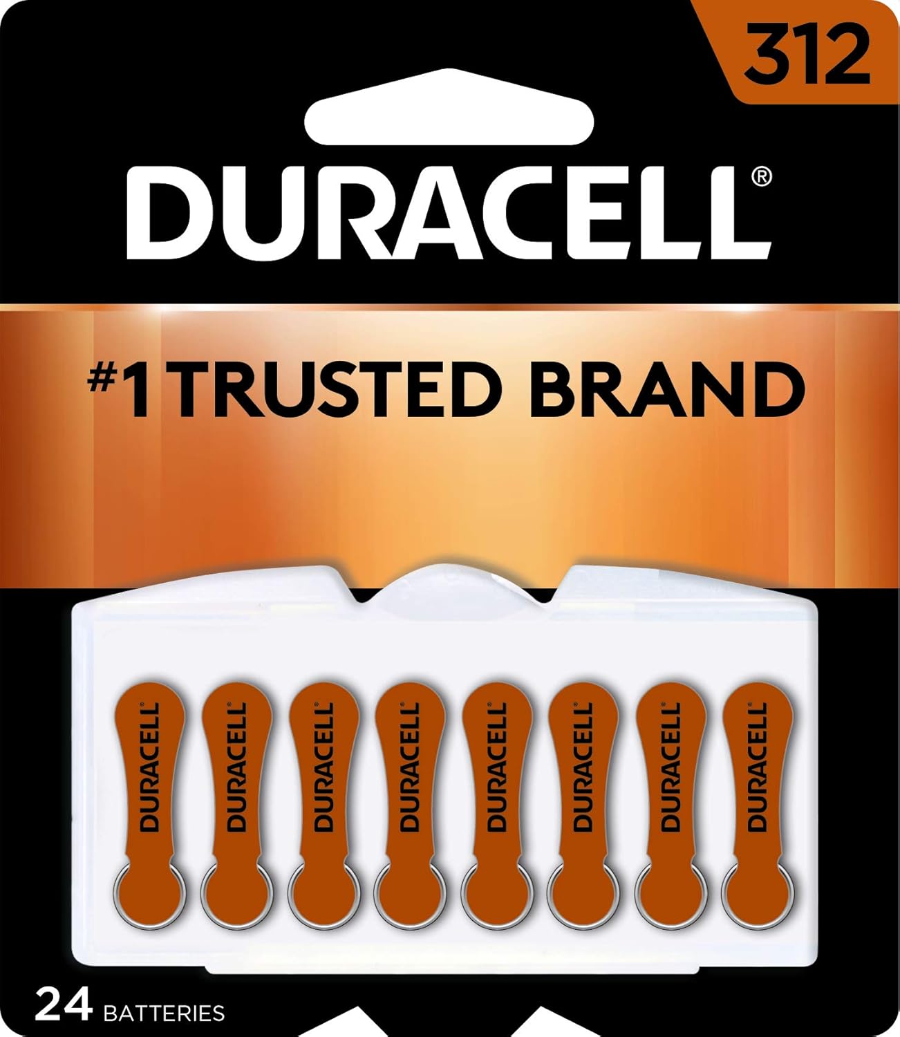 Duracell - Hearing Aid Batteries Size 312 (brown) - long lasting battery with EasyTab for ease of installation - 24 count: Health & Personal Care