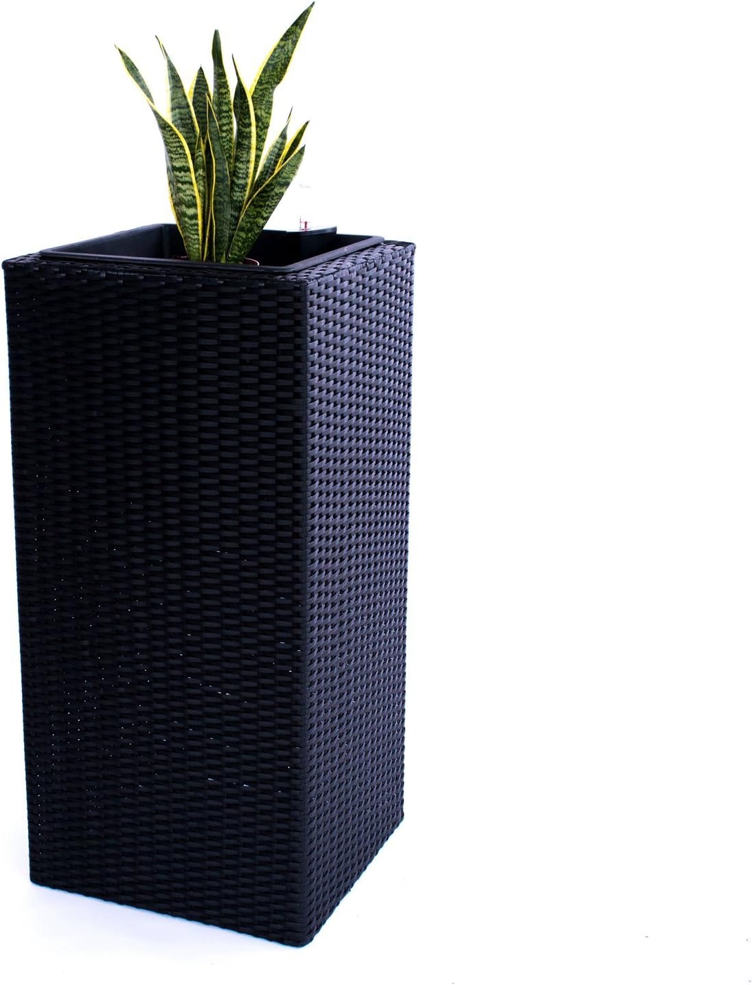 Elegant Einrichten Pflanzkübel Polyrattan Säule 40x40x84cm schwarz
