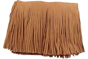 KEHUADIY 3 Yards 6 Inch Double Side Suede Tassel Fringe Trim, Faux Leather Fringe Trim for DIY Sewing Craft Garment Hem Accessories Handbag Boots Embellishment Decoration (Camel)