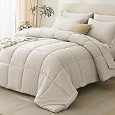 CozyLux Full Size Comforter Sets Beige - 7 Pieces Bed in a Bag Full, Oeko-Tex Certified Bed Set, All Season Soft Bedding Set with Down Alternative Comforter, Sheets, Pillowcases & Pillow Shams