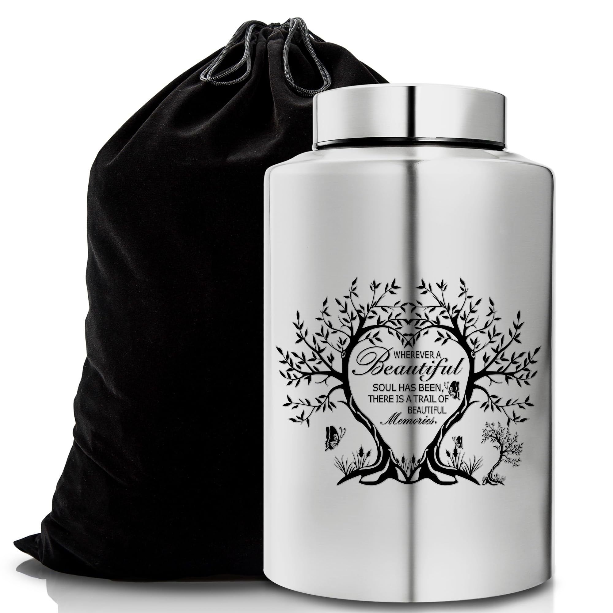 Gredstar Tree of Life Adult Cremation Urn for Human Ashes - Large Memorial Urn with Black Velvet Bag, Funeral Decorative Ashes Holder for Burial or Keepsake,Beautiful Soul