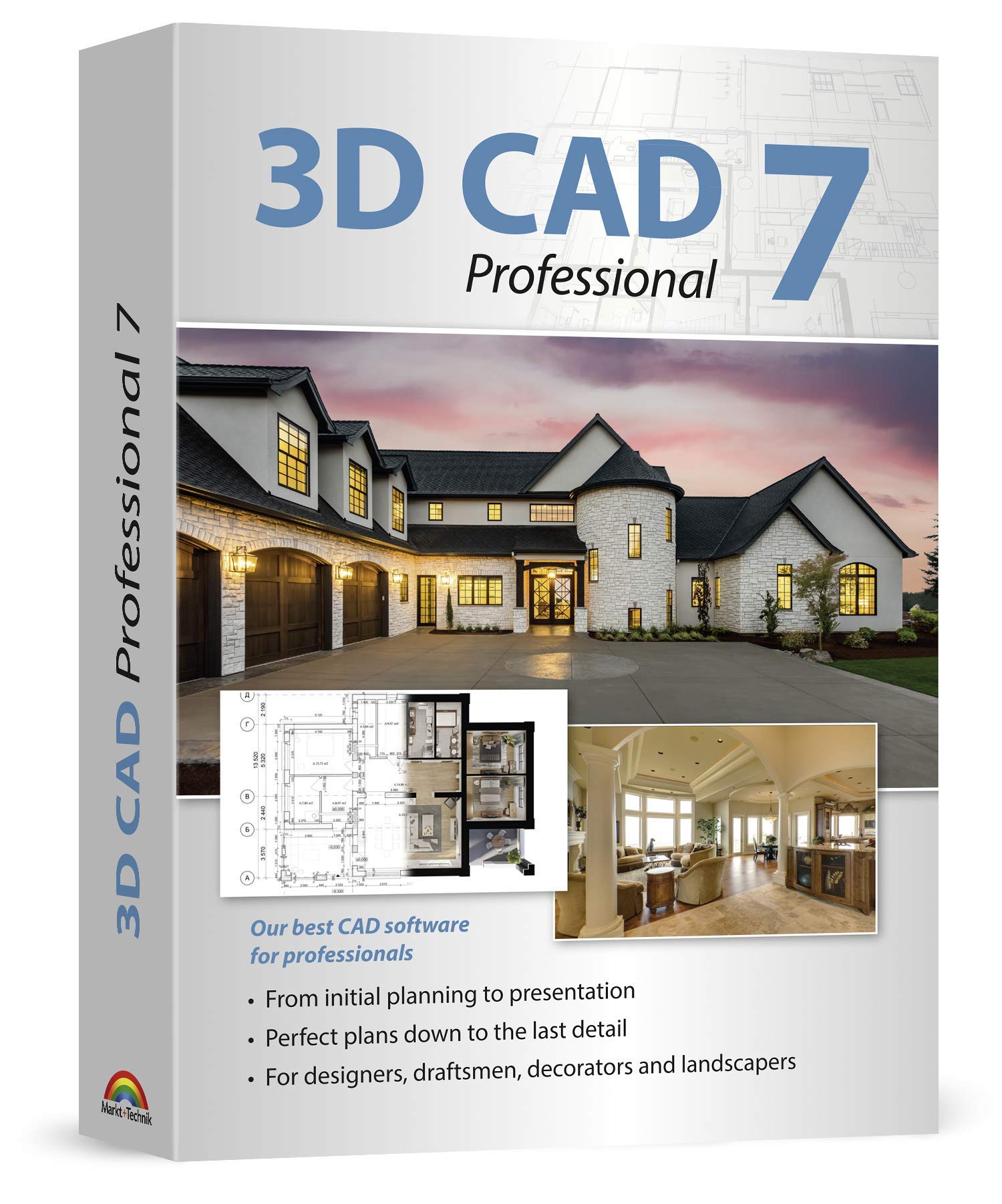 3D CAD 7 Professional - Plan & design buildings from initial rough sketches to the finished blueprints - CAD and architecture software for Windows 11, 10, 8.1, 7