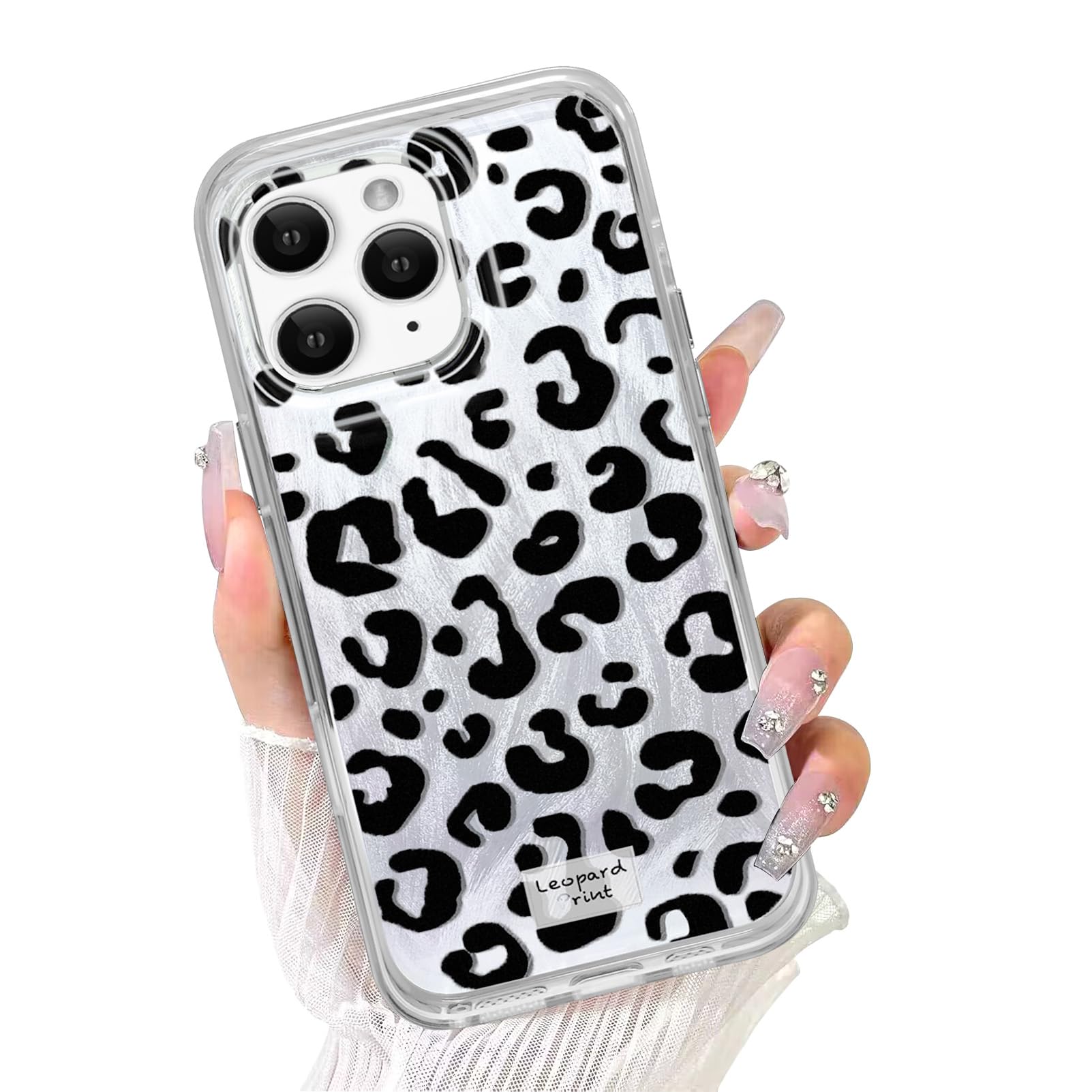 Photo 1 of Oxytter Glitter Leopard Printed Pattern Case for iPhone 11 Pro Cute Cheetah Phone Case Clear Bumper Hard Back Shockproof Protective TPU Cover for iPhone 11 Pro Black.