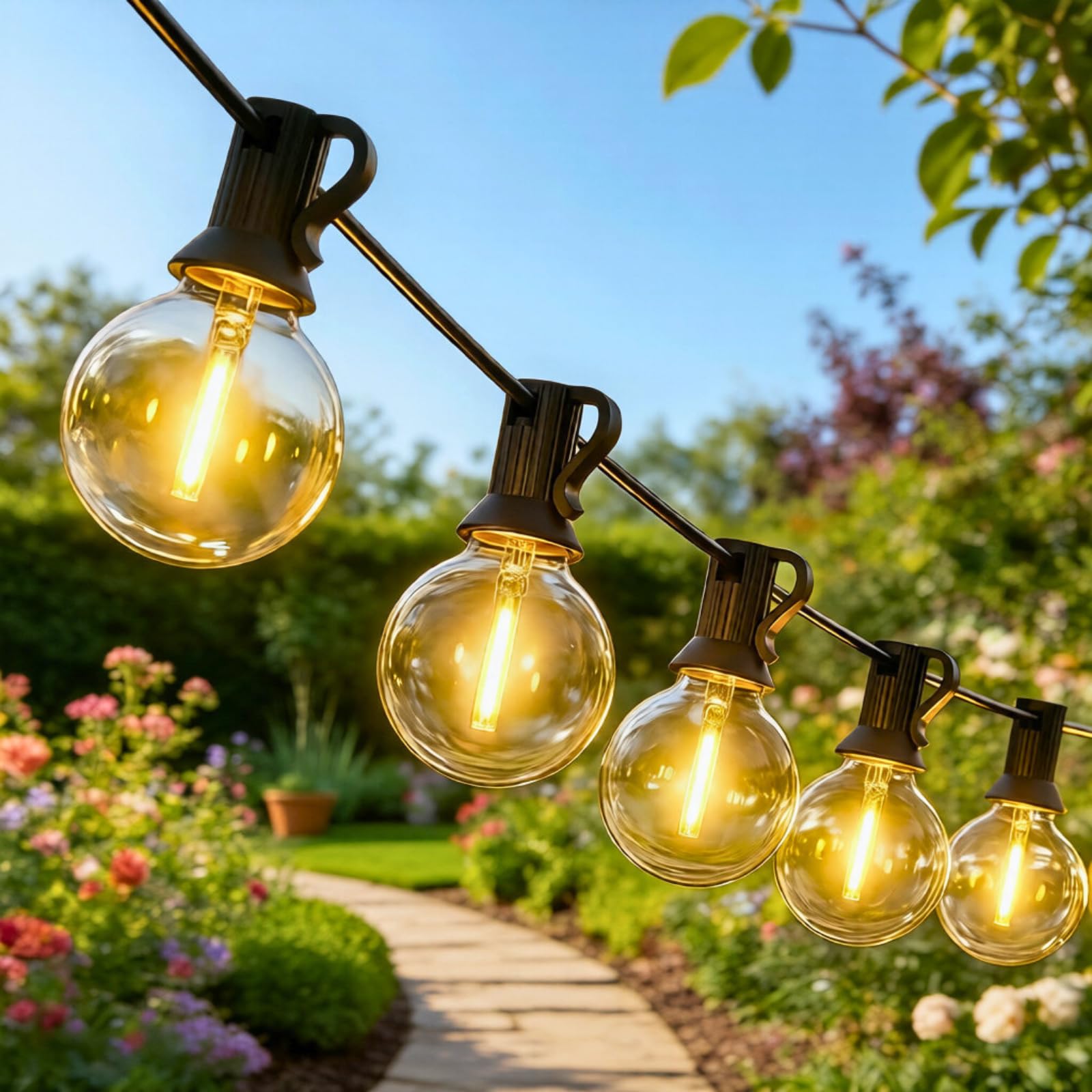 Avoalre Outdoor Garden Festoon String Lights - 21M/68FT LED Outdoor Lights Mains Powered 8 Mode with 30+3 Shatterproof G40 LED Outside Bulbs Lights Electric for Patio Gazebo Party Pergola Balcony