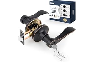 LOQRON Wave Style Door Lever Keyed Entry Door Handle with Lock, Entrance Lever Reversible for Left/Right Handed for Office or Front Door with Oil Rubbed Bronze Finish, 1 Pack