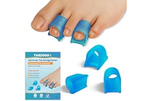 TASZOOS Hammer Toe Straightener - Hammer Toe Corrector for Women & Men - (6Pcs, Blue) - Gel Toe Splint Relief for Bunion, Claw, Crooked, Hammer, Broke Support - 3 Different Sizes (S/M/L)