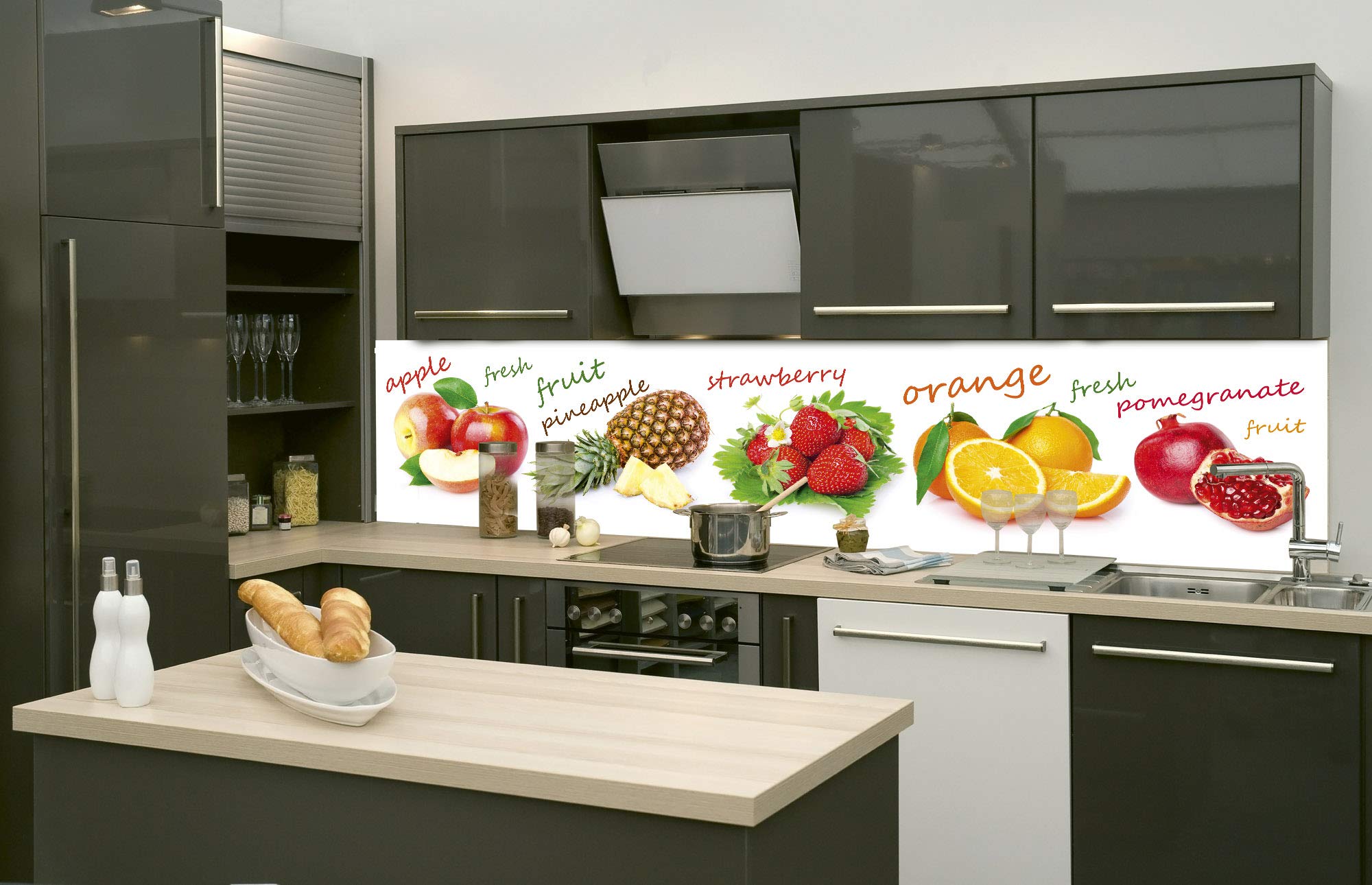 DIMEX LINE Peel and Stick Kitchen Backsplash Sticker Fruit Mix | Waterproof Decorative Wall Foil for Kitchen | Made in EU - 260.00 × 60.00 cm