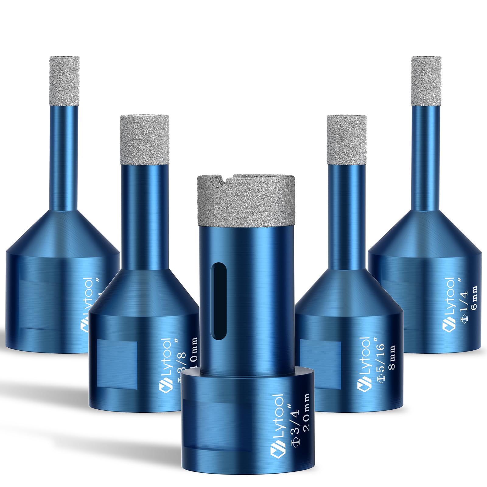 5PCS Dry Diamond Drill Core Bit, Lytool M14 Diamond Drill Bit 6/6/8/10/20mm Vacuum Brazed for Glass, Tile, Ceramic, Porcelain Stoneware, Marble