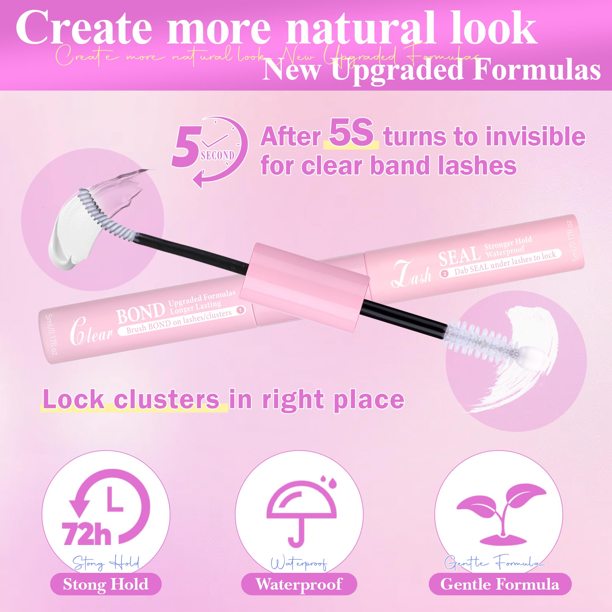 Wispy Lash Clusters Kit Venus Invisible Band Eyelash Clusters 8-16mm Lash Extension Kit Natural Lashes Clusters Eyelash Extension Kit with Thin Band Lash Cluster Clear Lash Glue and Tweezers by Wtvane