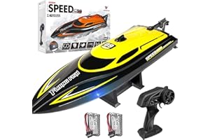 UOWGA RC Boat 20 MPH Fast RC Boat for Pool and Lake RC Boats with 2 Rechargeable Batteries, 2.4GHZ High Speed Remote Control for Adults and Boys (Yellow)
