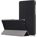 Qoosea Case for New Lenovo TAB E7,[Rubber Cover] Slim Fit Leather Smart Case with Rubber Back Cover for Lenovo Tab E7 7.0 inch TB-7104F 2018 Release Black