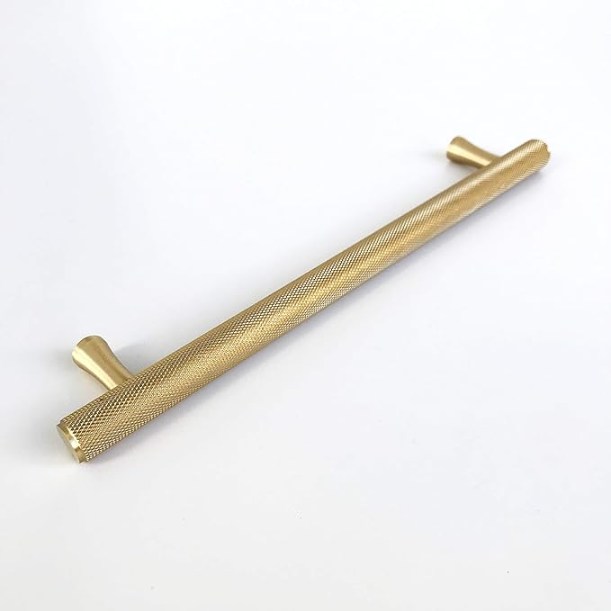Knurled Texture Solid Brass Hardware TBar Pull Handles Round