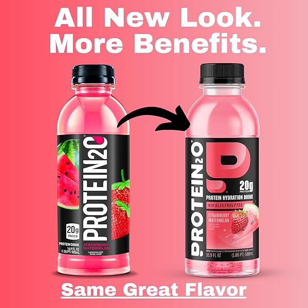 PROTEIN2O 20G WHEY PROTEIN ISOLATE HYDRATION DRINK, 350MG OF ELECTROLYTES, VITAMINS B5 & B6, SUGAR FREE, STRAWBERRY WATERMELON, 16.9 OZ BOTTLE (12 COUNT)