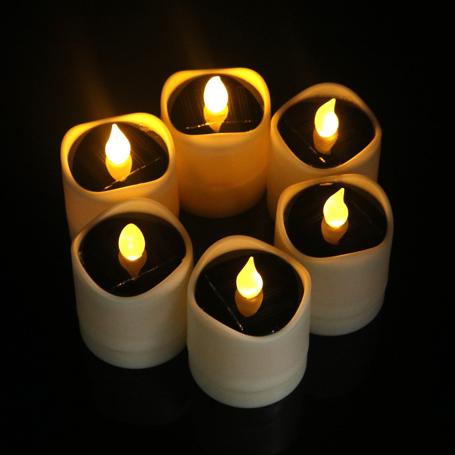 6 Pcs Solar LED Candles Waterproof Romantic Electronic Tealight Solar