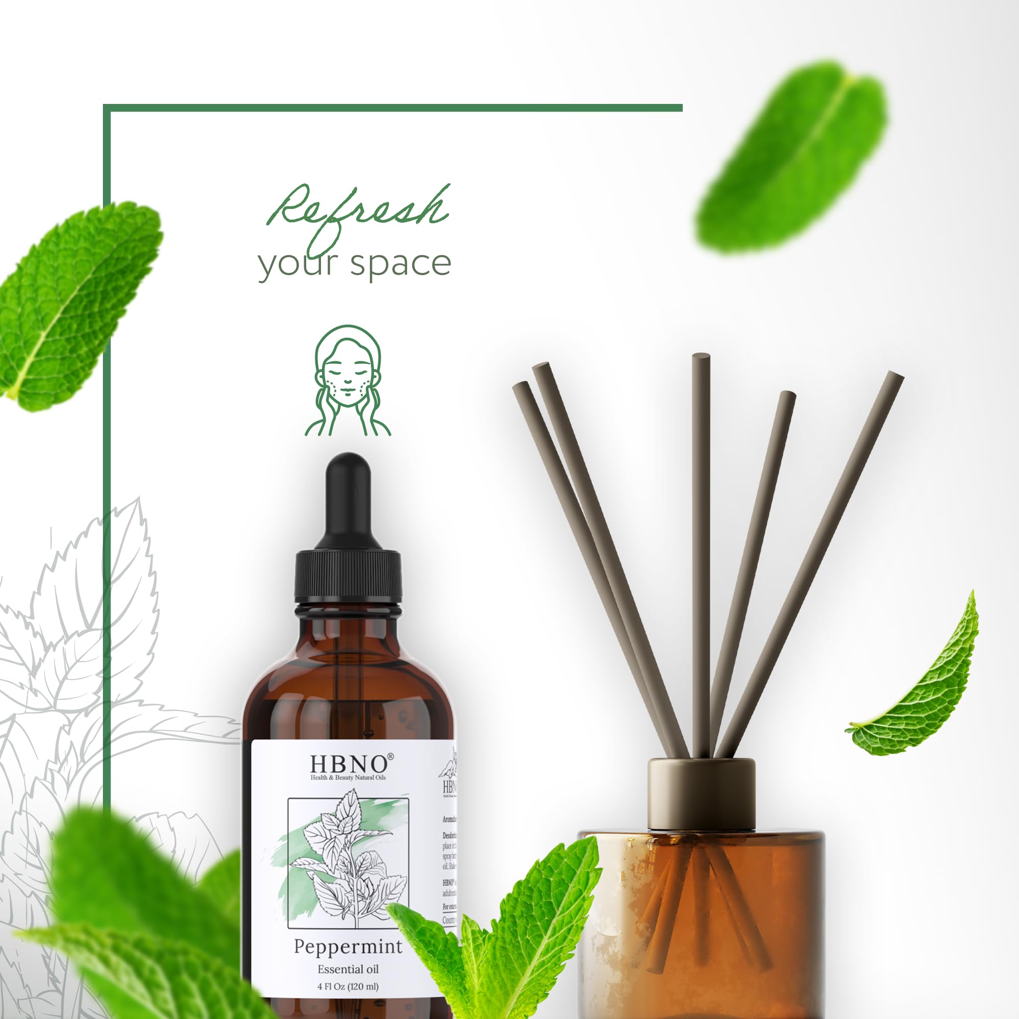 HBNO Peppermint Essential Oil 4 fl oz (120ml) - Premium Natural Peppermint Oil for Hair - Perfect for Aromatherapy & DIY, Essential Oil Peppermint - Image 5