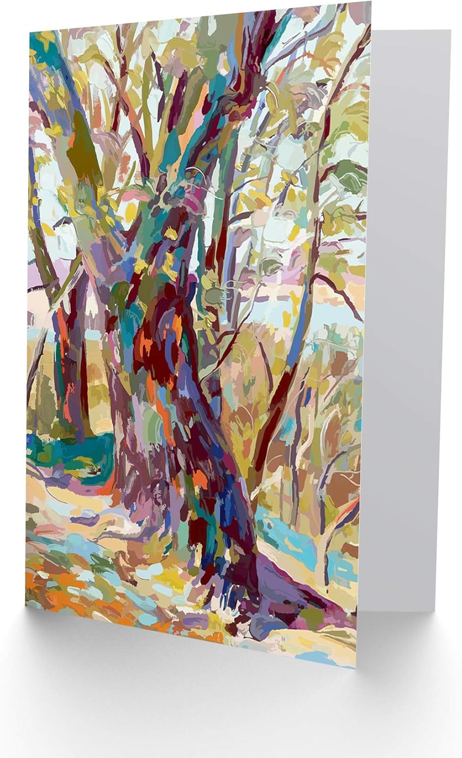 Wee Blue Coo ABSTRACT TREE FOREST IMPRESSIONIST BLANK GREETINGS BIRTHDAY CARD ART, Yellow|red|beige|blue, 17.5 x 12.5 cm - Image 3