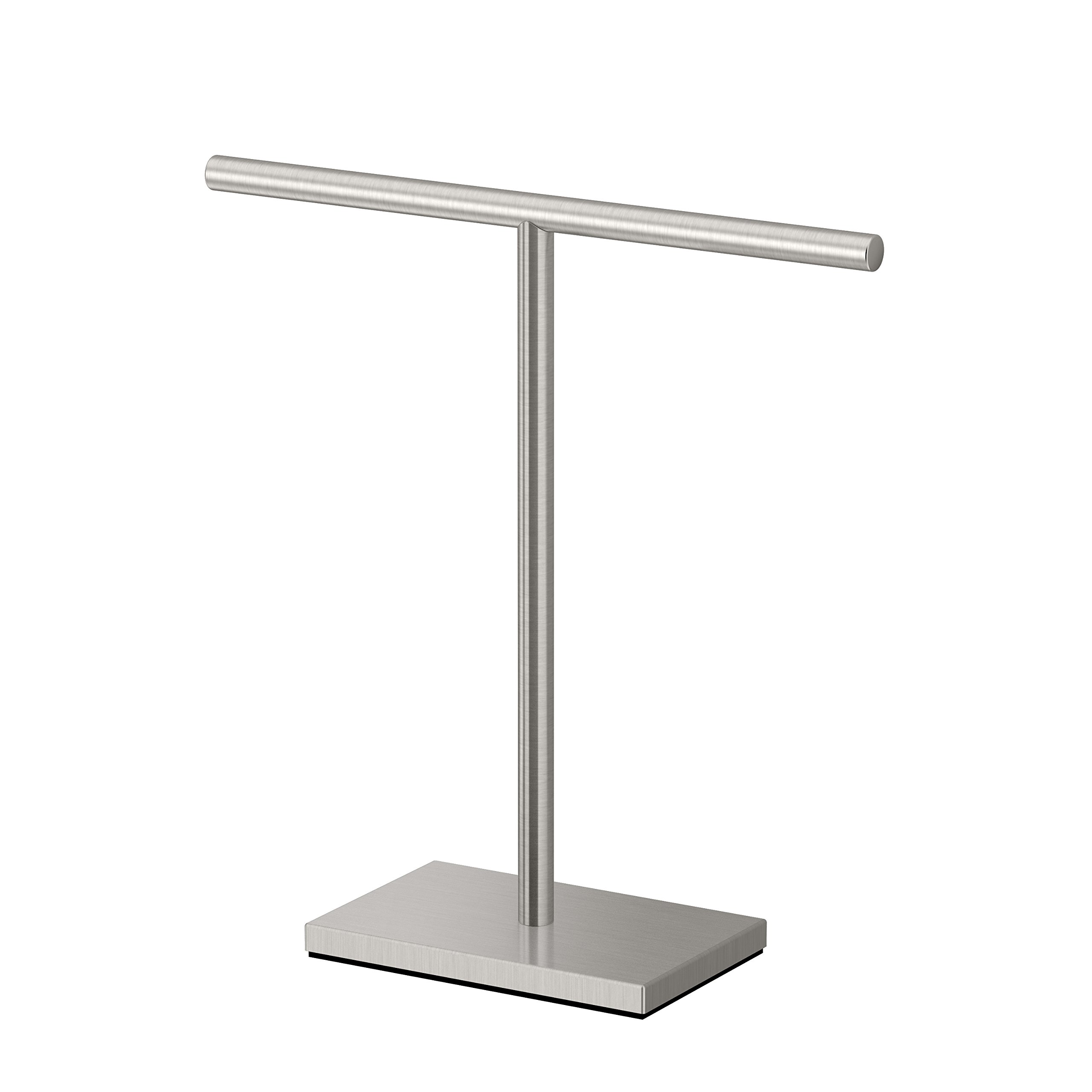 Photo 1 of Gatco 1444SN, Modern Rectangle Base Freestanding Countertop Towel Holder, Satin Nickel / 10.50"W x 11.13"H T-Shape Style Countertop Hand Towel Holder for Bathroom, Kitchen/ Fingertip Towel Rack